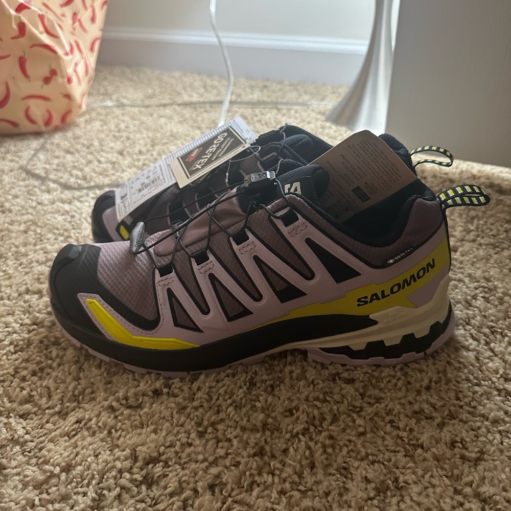 Salomon Trail Shoes - Black, Yellow, and Purple